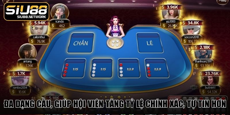 Đa dạng cầu, giúp hội viên tăng tỷ lệ chính xác, tự tin hơn